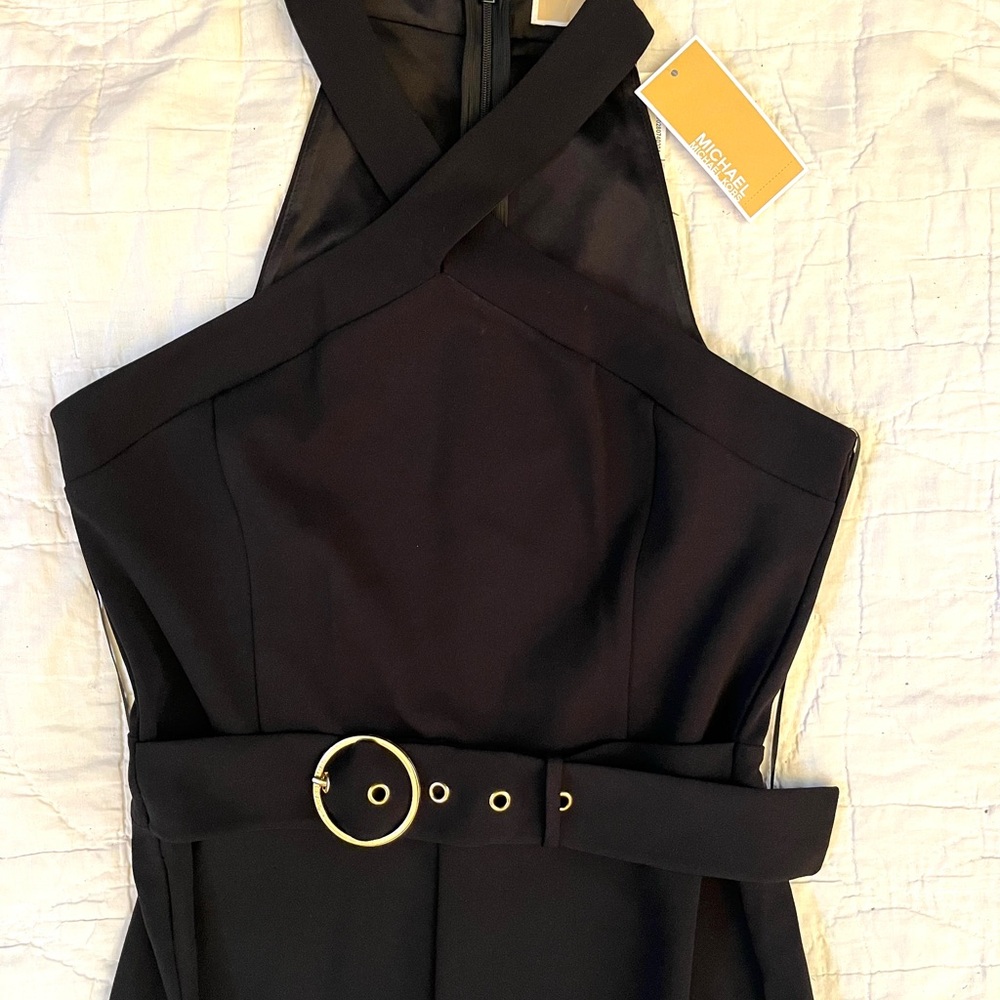 MICHAEL Kors Pleated Embellished Georgette Halter Jumpsuit Size Small - Picture 3 of 15